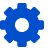 Mechanical gear symbol in blue